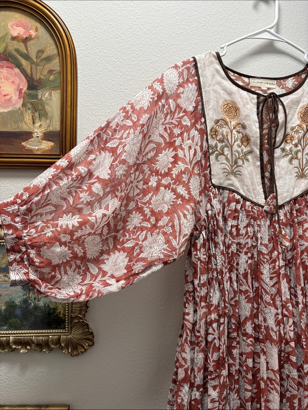 Daughters of India Rust and Cream Floral Maxi Dress - Picture 5 of 5